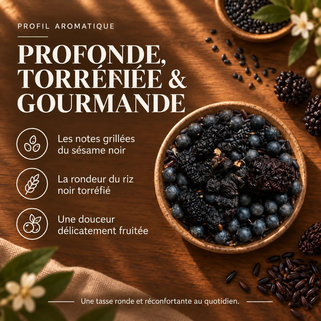 Profil aromatique et goût de l’infusion Cheveux Vitalité N°12 Thécha.