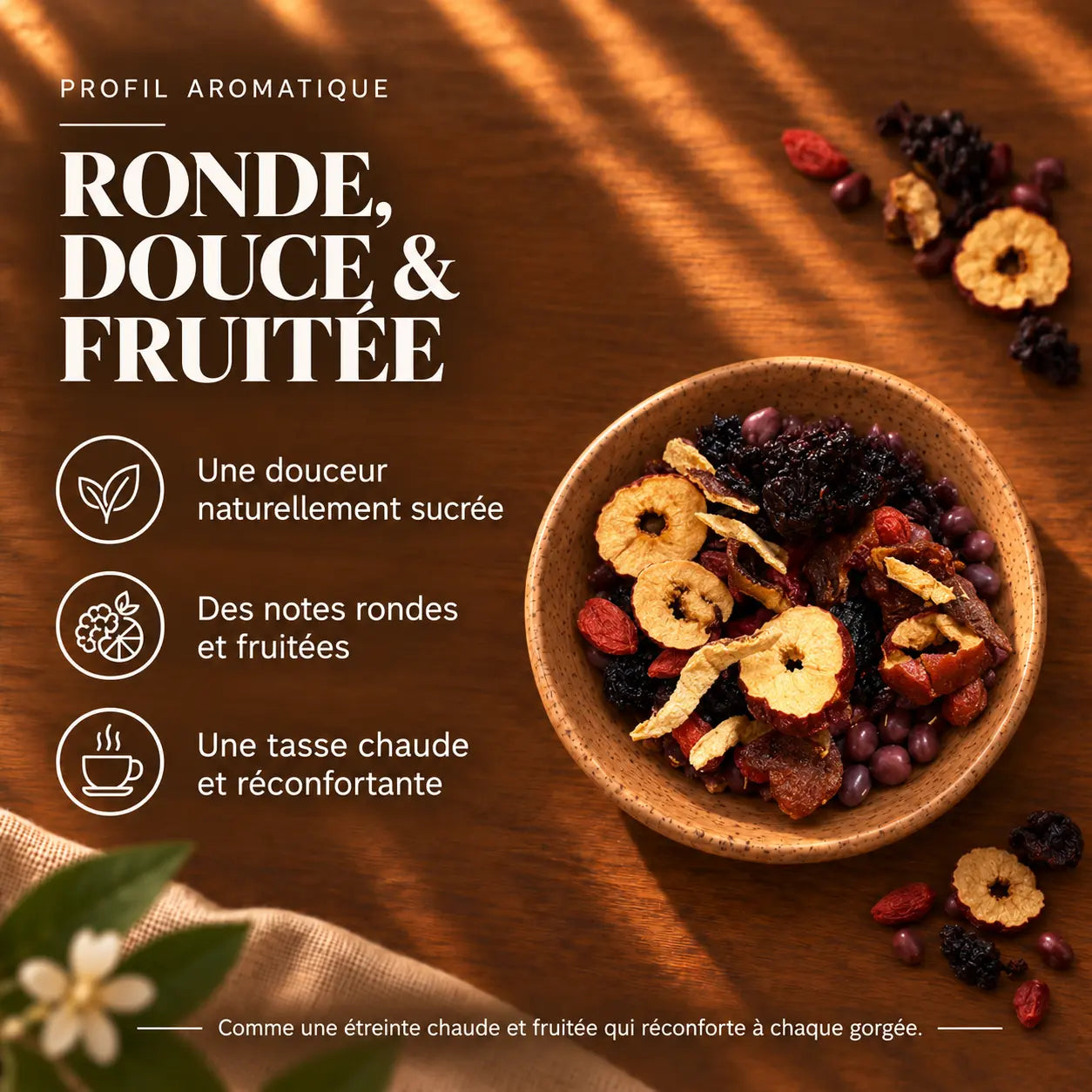 Profil aromatique et goût de l’infusion Énergie Douceur N°14 Thécha.